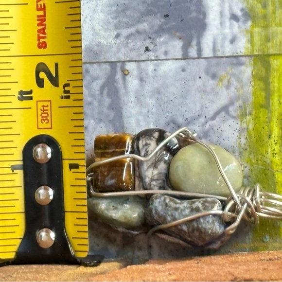 Necklace Pendant, Handmade assemblage Wire Wrapped real Stones Resin Set 4300 G - Picture 7 of 10